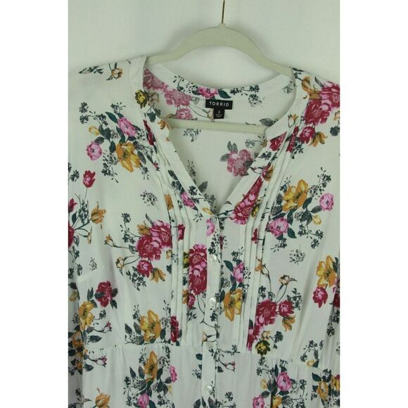 Torrid 3 Size 3X *Boho Chic* Floral Peasant Regency Empire Waist Button Front - Picture 10 of 12